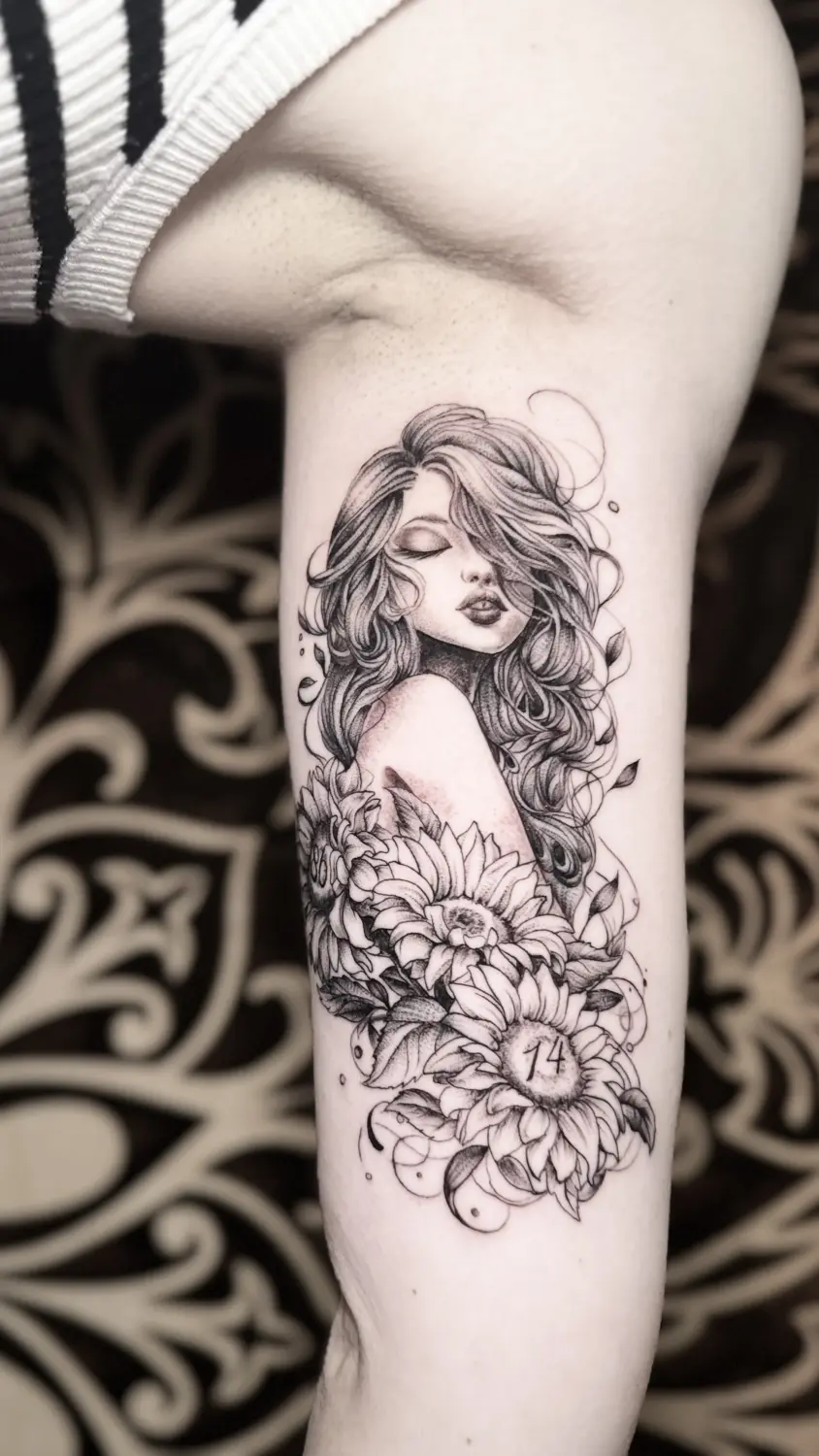 Skin & Art Tattoo – Frau mit Blumen-Tattoo